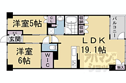 JR山陰本線 円町駅 徒歩6分の賃貸マンション 4階2LDKの間取り