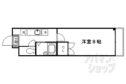近鉄京都線 伏見駅 徒歩9分の賃貸マンション 2階1Kの間取り