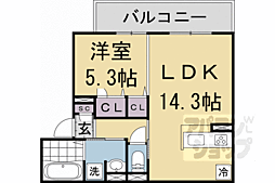 京阪本線 丹波橋駅 徒歩10分の賃貸アパート 3階1LDKの間取り