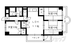 京都地下鉄東西線 太秦天神川駅 徒歩1分の賃貸マンション 8階3LDKの間取り