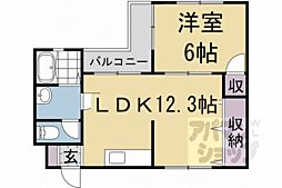 阪急京都本線 西院駅 徒歩5分の賃貸マンション 1階1LDKの間取り