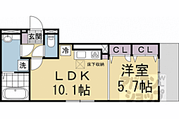 京阪宇治線 六地蔵駅 徒歩7分の賃貸アパート 1階1LDKの間取り