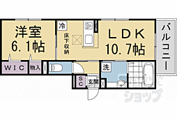 京阪宇治線 六地蔵駅 徒歩7分の賃貸アパート 1階1LDKの間取り