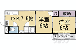 クローバー四ノ宮 107 1階2DKの間取り