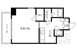ハーモニアス西大路 9階1Kの間取り