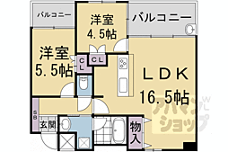 アンビエント京都駅前 7階2LDKの間取り
