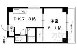 京都地下鉄東西線 太秦天神川駅 徒歩2分の賃貸マンション 3階1DKの間取り