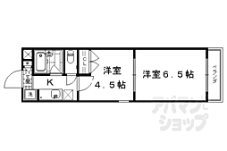 エレガンス東寺 4階2Kの間取り