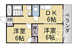 京都地下鉄東西線 西大路御池駅 徒歩3分の賃貸マンション 3階2DKの間取り