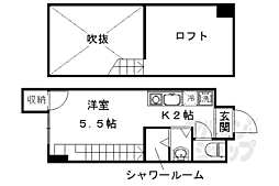 京福電気鉄道北野線 等持院・立命館大学衣笠キャンパス前駅 徒歩5分の賃貸マンション 4階1Kの間取り