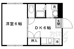 京阪本線 丹波橋駅 徒歩9分の賃貸マンション 1階1DKの間取り