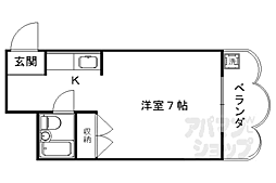 阪急京都本線 西京極駅 徒歩15分の賃貸マンション 3階1Kの間取り