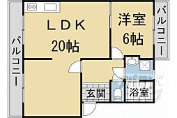 京都地下鉄東西線 太秦天神川駅 徒歩2分の賃貸マンション 4階1LDKの間取り