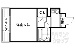 コーポ土山 5階1Kの間取り