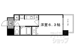 アクロス京都西大路 6階1Kの間取り