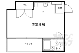 阪急京都本線 西京極駅 徒歩10分の賃貸マンション 3階ワンルームの間取り