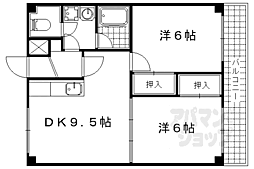 竹鼻ハイツ 3階2DKの間取り