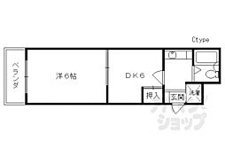 京阪本線 藤森駅 徒歩10分の賃貸マンション 4階1DKの間取り
