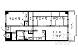 グランドハイツ洛南 4階3LDKの間取り