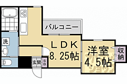 京阪宇治線 観月橋駅 徒歩9分の賃貸アパート 1階1LDKの間取り