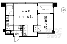 京都市営烏丸線 五条駅 徒歩1分の賃貸マンション 9階1LDKの間取り