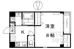 クオリア壱番館 2階1Kの間取り