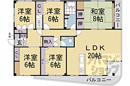 メゾン唐橋 4階5LDKの間取り