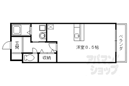 JR山陰本線 円町駅 徒歩3分の賃貸マンション 1階1Kの間取り