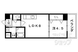 京都市営烏丸線 竹田駅 徒歩10分の賃貸マンション 3階1LDKの間取り
