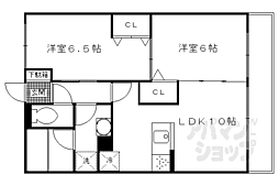 JR奈良線 JR藤森駅 徒歩7分の賃貸アパート 1階2LDKの間取り