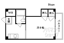 京阪本線 藤森駅 徒歩4分の賃貸マンション 2階1Kの間取り
