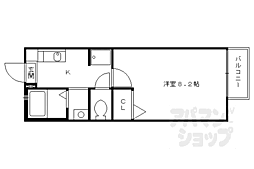 近鉄京都線 伏見駅 徒歩5分の賃貸アパート 1階1Kの間取り