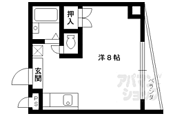 京都地下鉄東西線 太秦天神川駅 徒歩3分の賃貸マンション 2階1Kの間取り