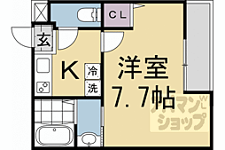 京都地下鉄東西線 西大路御池駅 徒歩10分の賃貸マンション 4階1Kの間取り