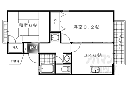 Ｒ−Ｇｒａｎｔｓ京都安朱Ｓｏｕｔｈ 101 1階2DKの間取り