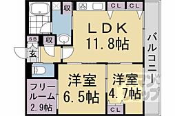 インサイトルポ山科新十条 3階2SLDKの間取り