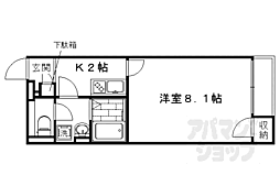 京福電気鉄道北野線 宇多野駅 徒歩7分の賃貸アパート 2階1Kの間取り