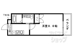 ラナキュラス椥辻 2階1Kの間取り