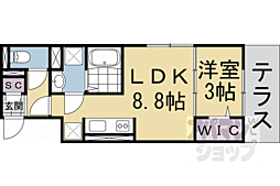 阪急京都本線 西院駅 徒歩12分の賃貸アパート 2階1LDKの間取り
