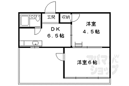 JR山陰本線 太秦駅 徒歩12分の賃貸マンション 4階2DKの間取り