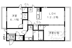 近鉄京都線 伏見駅 徒歩20分の賃貸アパート 2階2LDKの間取り