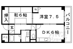 京阪宇治線 桃山南口駅 徒歩4分の賃貸マンション 3階2DKの間取り