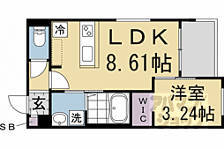 ＲＥＧＡＬＥＳＴ五条大宮 202 2階1LDKの間取り
