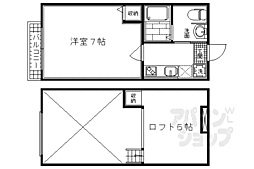阪急京都本線 大宮駅 徒歩8分の賃貸マンション 2階1Kの間取り