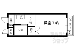 シャトル東寺 3階1Kの間取り
