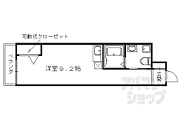 阪急京都本線 西院駅 徒歩3分の賃貸マンション 1階1Kの間取り
