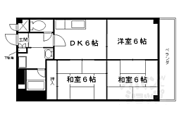 阪急京都本線 西院駅 徒歩10分の賃貸マンション 2階3DKの間取り