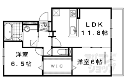 近鉄京都線 伏見駅 徒歩17分の賃貸アパート 1階2LDKの間取り