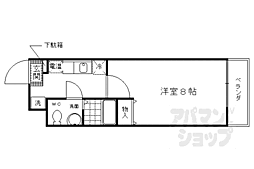 レヴィア七条 3階1Kの間取り