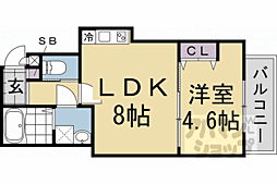 京阪本線 丹波橋駅 徒歩8分の賃貸アパート 3階1LDKの間取り